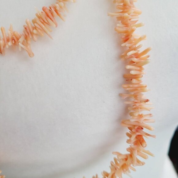 Infinity Angel Skin Coral Stick Branch Necklace Bead Strand 60" Salmon Color - Picture 4 of 5